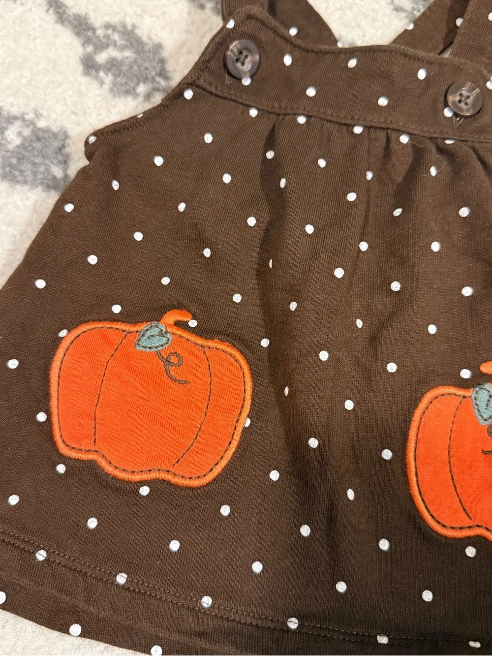 Carter's Brown Polka Dot Pumpkin Pinafore Dress 3m
